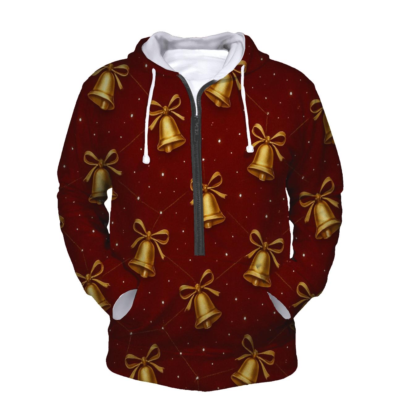 Golden Bell Constellation On Deep Red Field heavyweight hoodies