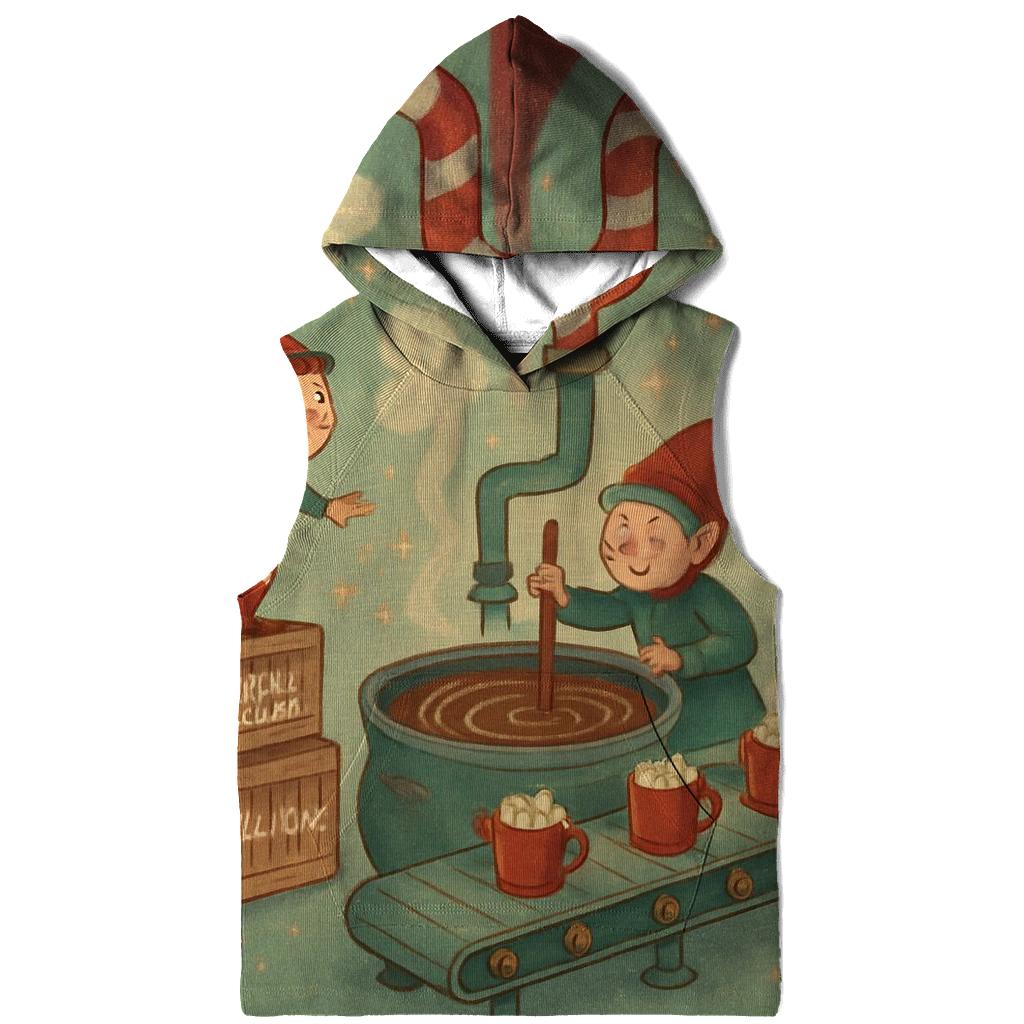 Elves Hot Cocoa Factory Line zip-up hoodies