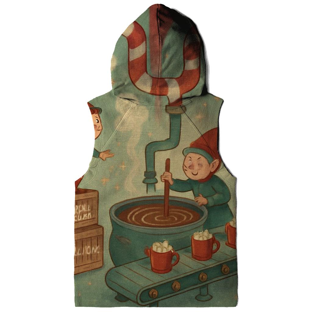 Elves Hot Cocoa Factory Line zip-up hoodies
