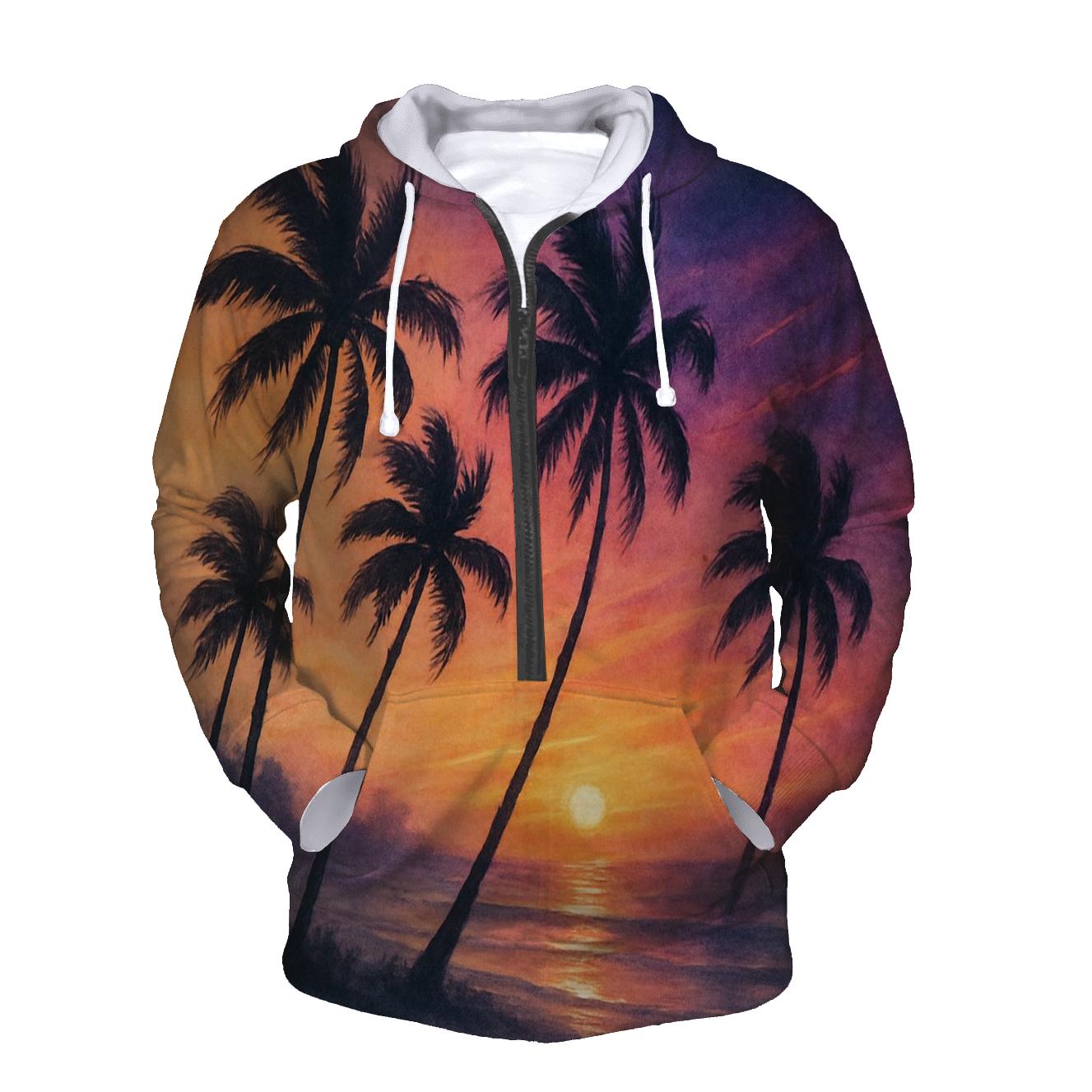 Whispering Palms At Ember Shore lightweight hoodies