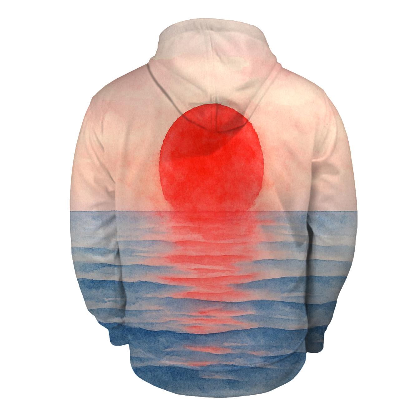 Japanese Sunrise Watercolor Flag Sea hoodie styles