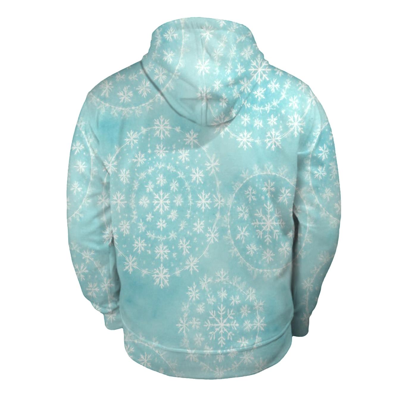 Snowflake Mandala Rings On Icy Blue Gradient pullover hoodies