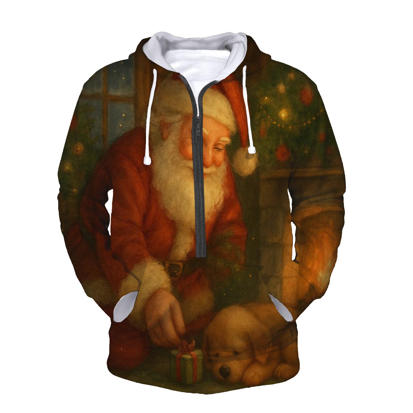 Cozy Storybook Cabin Santa heavyweight hoodies