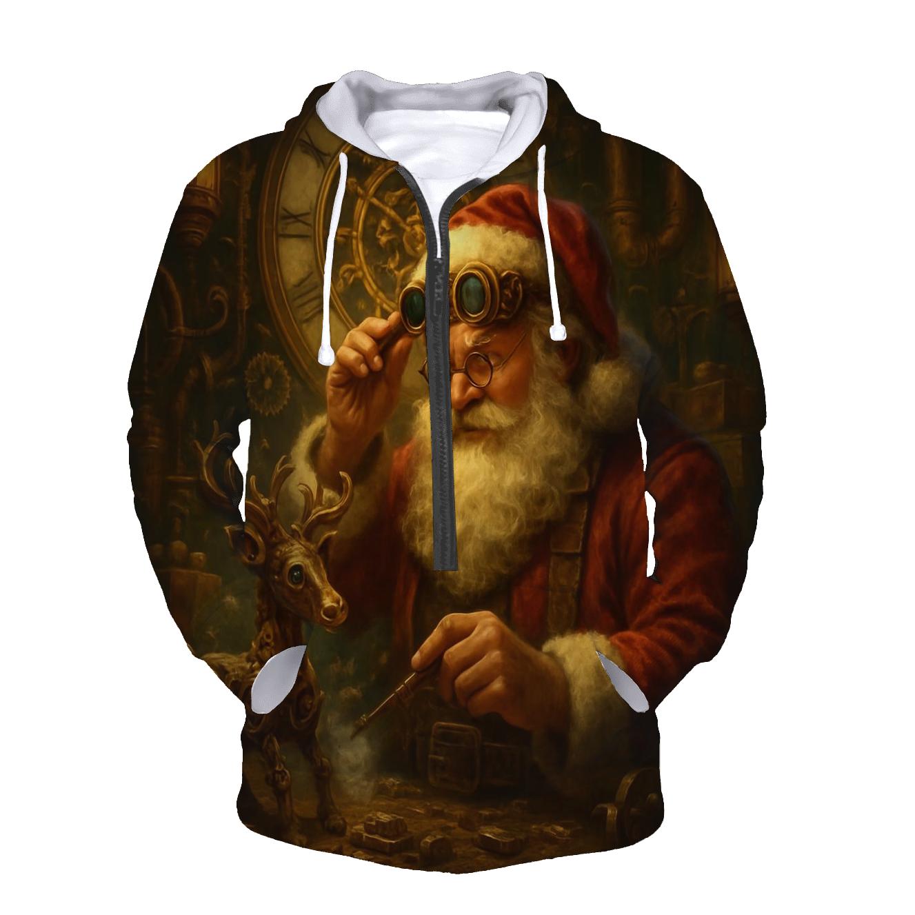 Steampunk Clockwork Santa Workshop embroidered hoodies