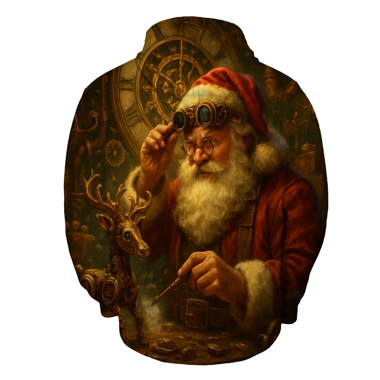 Steampunk Clockwork Santa Workshop embroidered hoodies