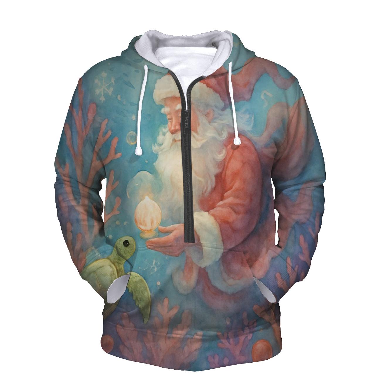 Underwater Coral Reef Santa lightweight hoodies