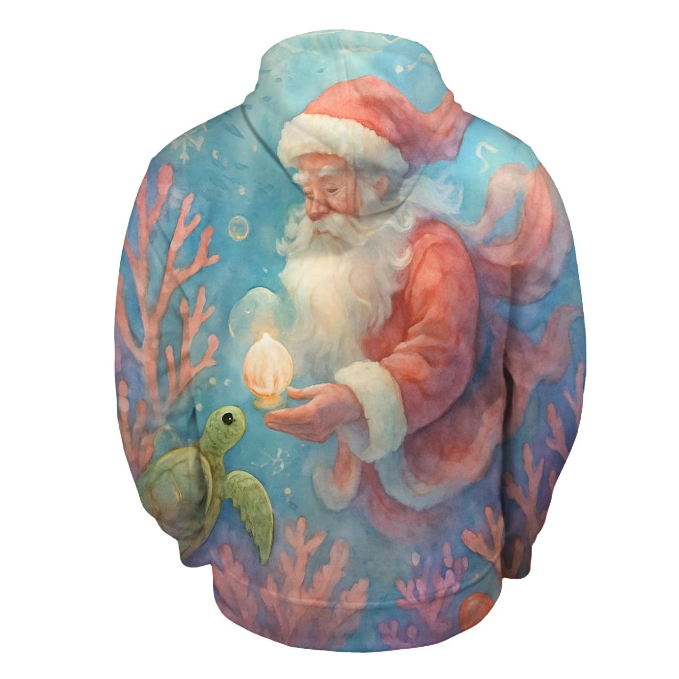 Underwater Coral Reef Santa lightweight hoodies