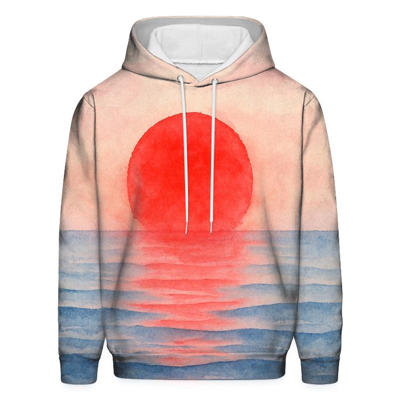 Japanese Sunrise Watercolor Flag Sea pullover hoodies
