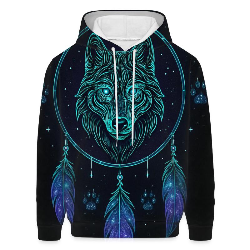 Celestial Dreamcatcher Wolf designer hoodies