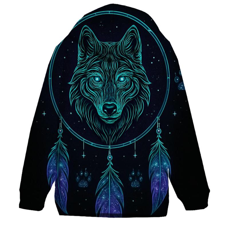 Celestial Dreamcatcher Wolf designer hoodies