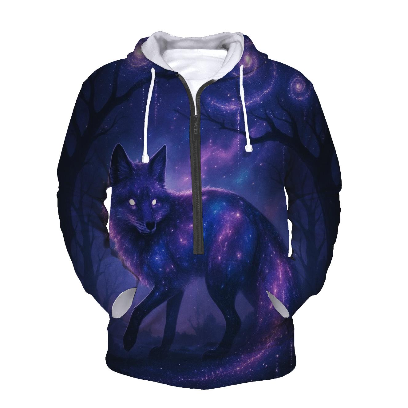 Cosmic Fox In Starlit Forest graphic hoodies