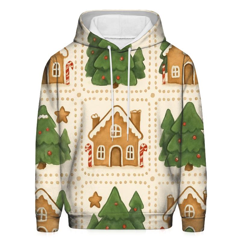 Gingerbread Village Tile On Warm Cream lightweight hoodies