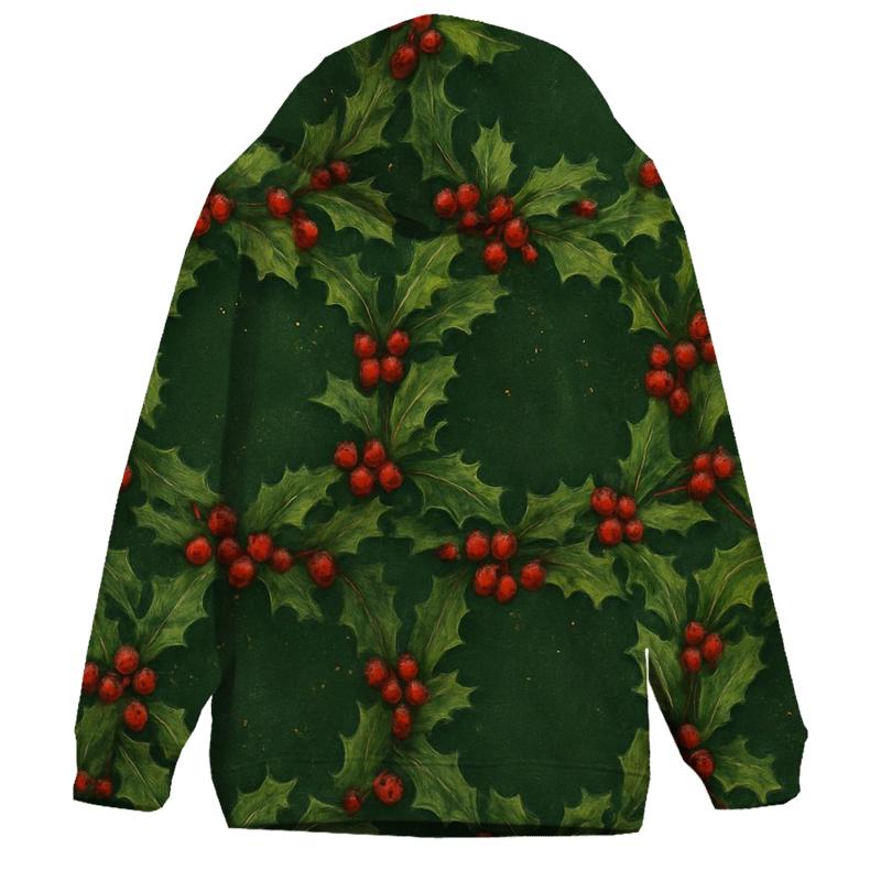 Holly Berry Wreath Chain On Forest Green hoodies fashion