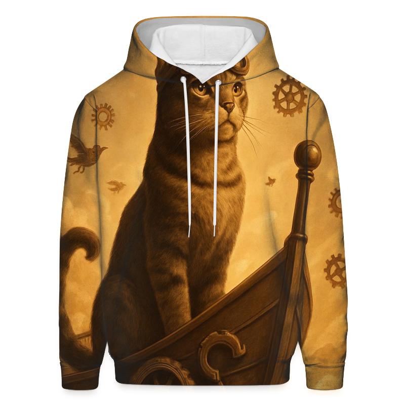 Steampunk Airship Captain Cat custom hoodies