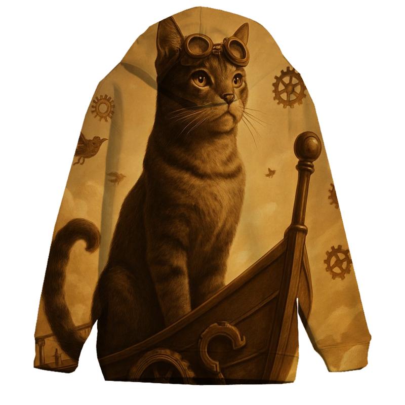 Steampunk Airship Captain Cat custom hoodies