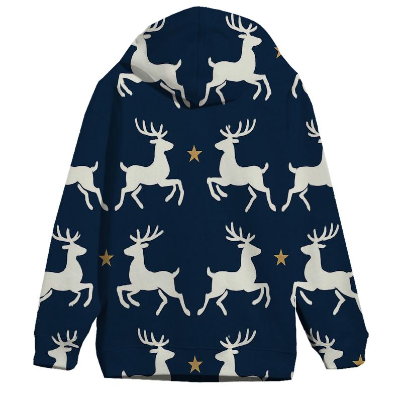 Polar Reindeer Silhouette March On Starry Navy designer hoodies