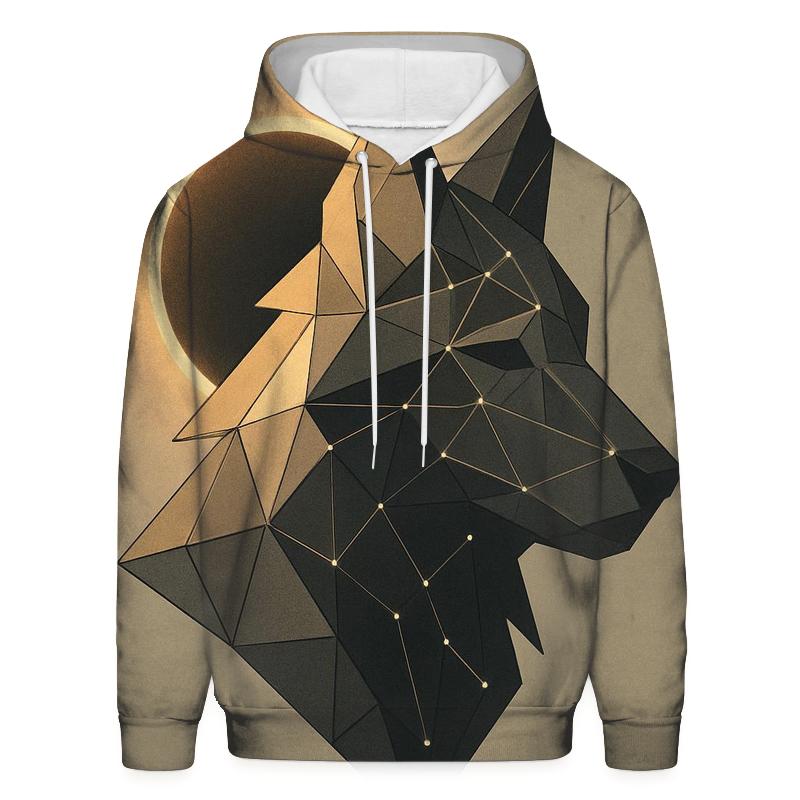Geometric Eclipse Wolf lightweight hoodies