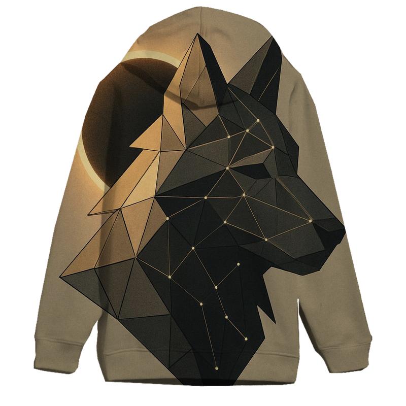 Geometric Eclipse Wolf lightweight hoodies