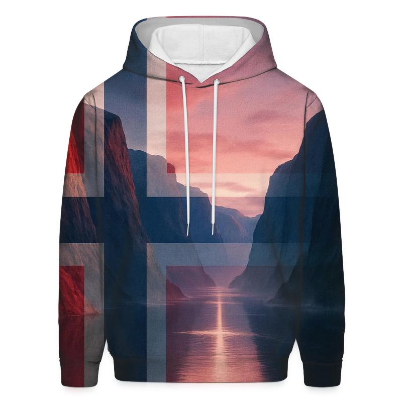 Norwegian Fjord Flag Reflection graphic hoodies