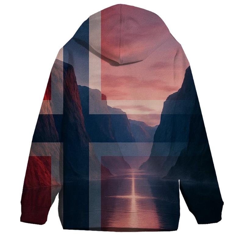 Norwegian Fjord Flag Reflection graphic hoodies