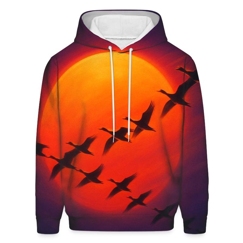 Crimson Flight At Horizon Edge graphic hoodies