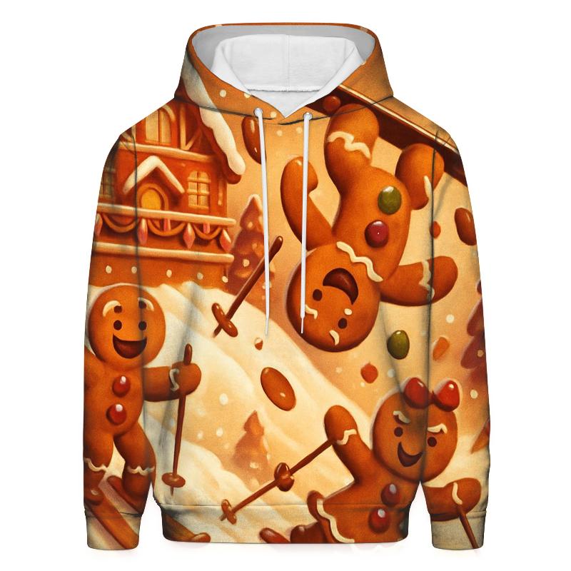 Gingerbread Ski Lodge Chaos premium hoodies