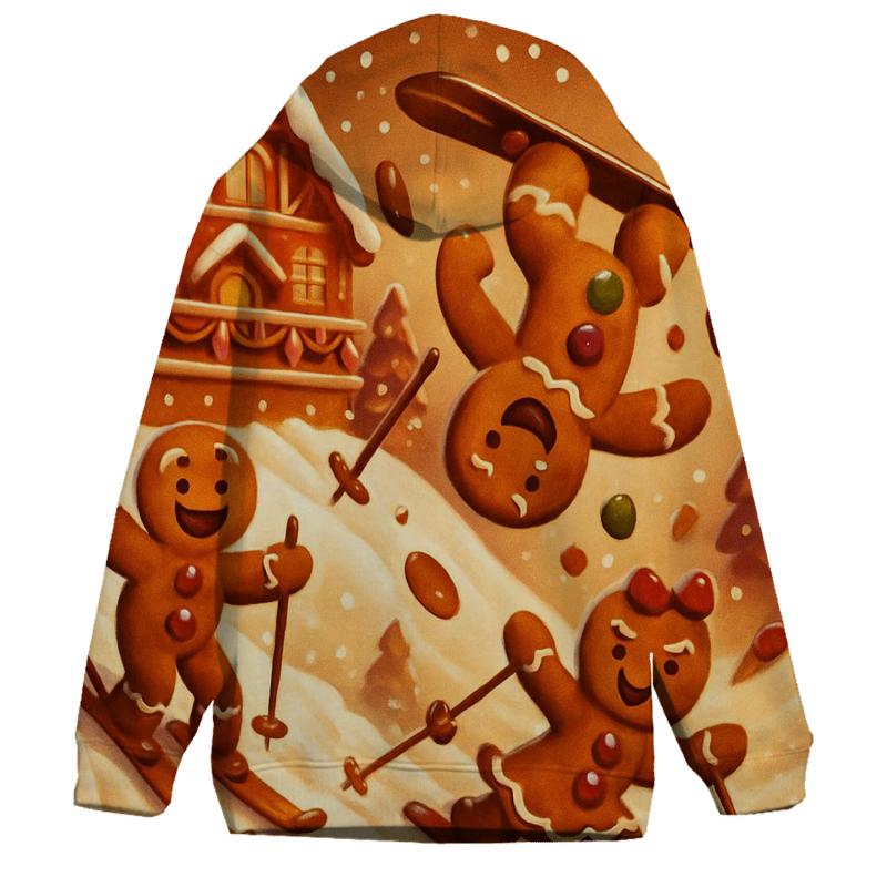 Gingerbread Ski Lodge Chaos premium hoodies