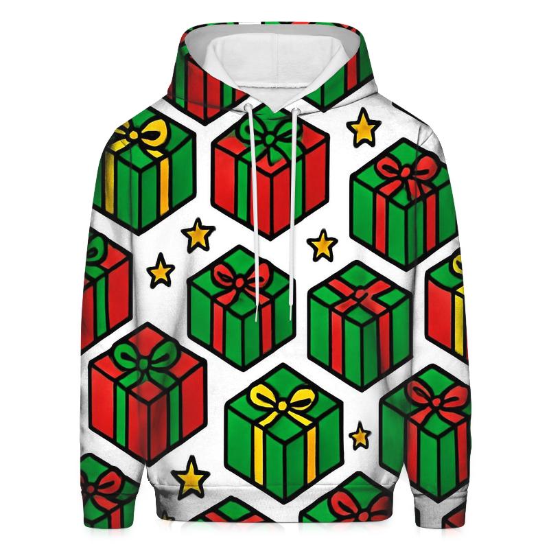 Gift Box Checkerboard On Bright White embroidered hoodies