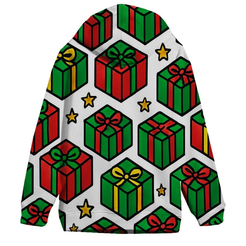 Gift Box Checkerboard On Bright White embroidered hoodies