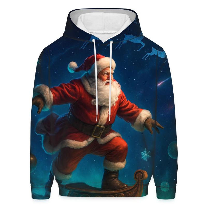 Galactic Aurora Santa Voyage embroidered hoodies