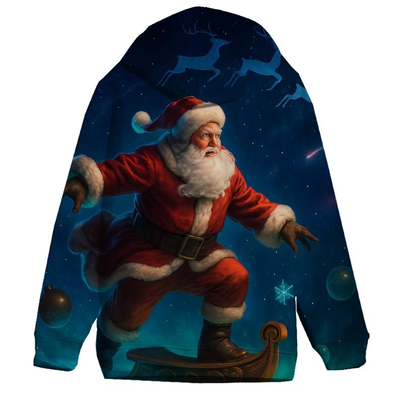 Galactic Aurora Santa Voyage embroidered hoodies