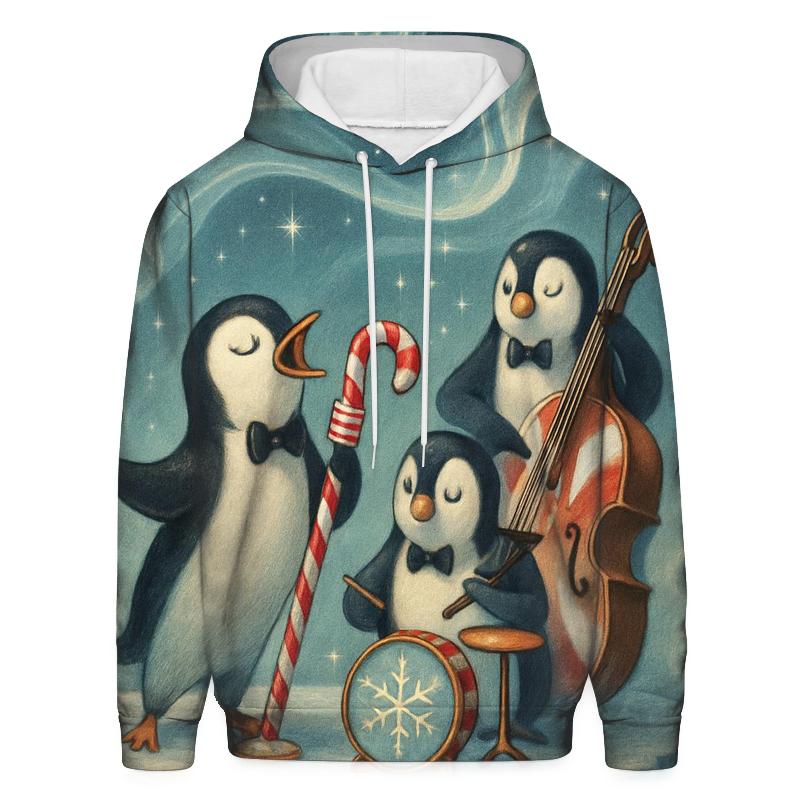 North Pole Penguin Jazz Band designer hoodies