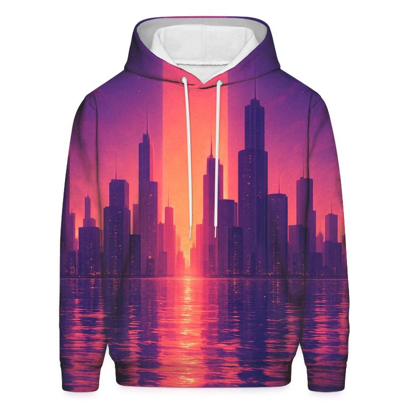 Mirror City At Twilight Tide graphic hoodies
