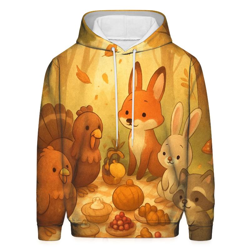 Woodland Friends Autumn Feast premium hoodies