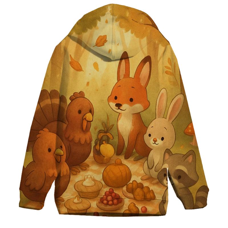 Woodland Friends Autumn Feast premium hoodies