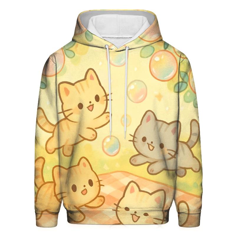 Bubble Orchard Picnic Kittens embroidered hoodies
