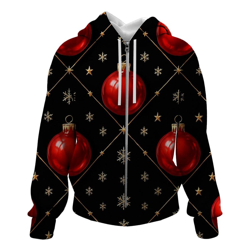 Crimson Christmas Ornament Lattice On Midnight Black hoodie designs