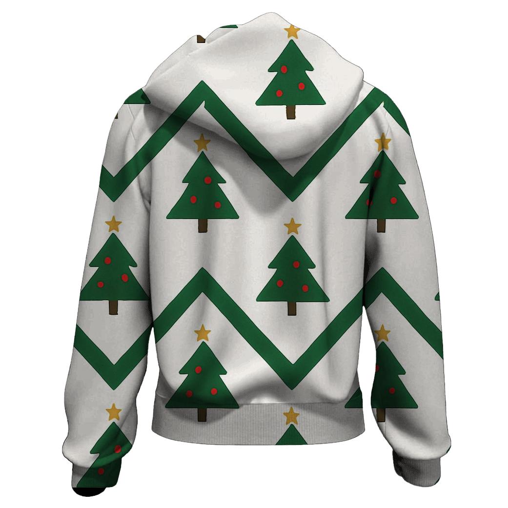 Evergreen Christmas Tree Chevron On Snowy White premium hoodies