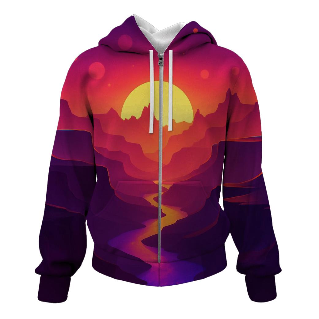 Sunset Over Neon Canyon embroidered hoodies