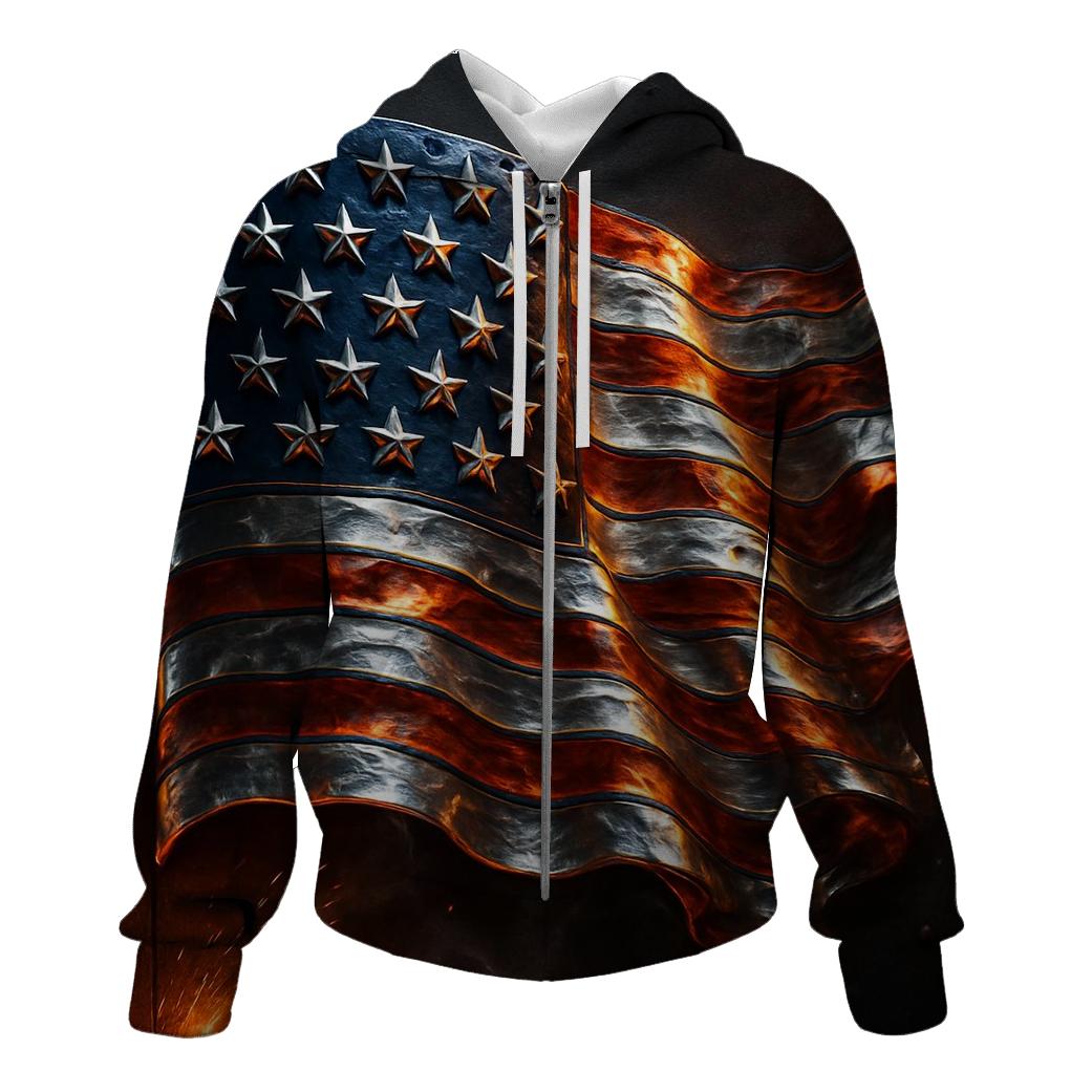 Forged In Liberty Steel Flag graphic hoodies