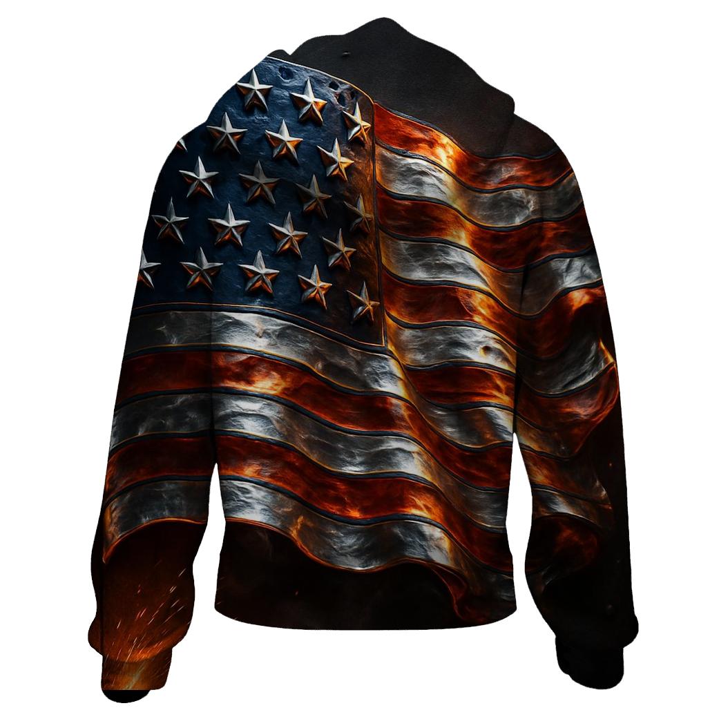 Forged In Liberty Steel Flag graphic hoodies