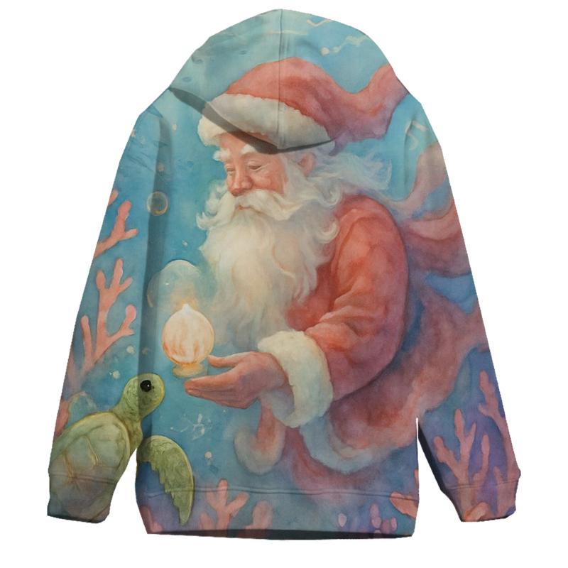 Underwater Coral Reef Santa zip-up hoodies