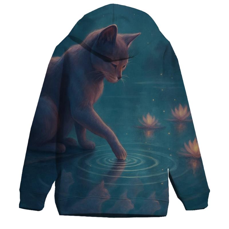 Crystal Pond Reflection Cats zip-up hoodies