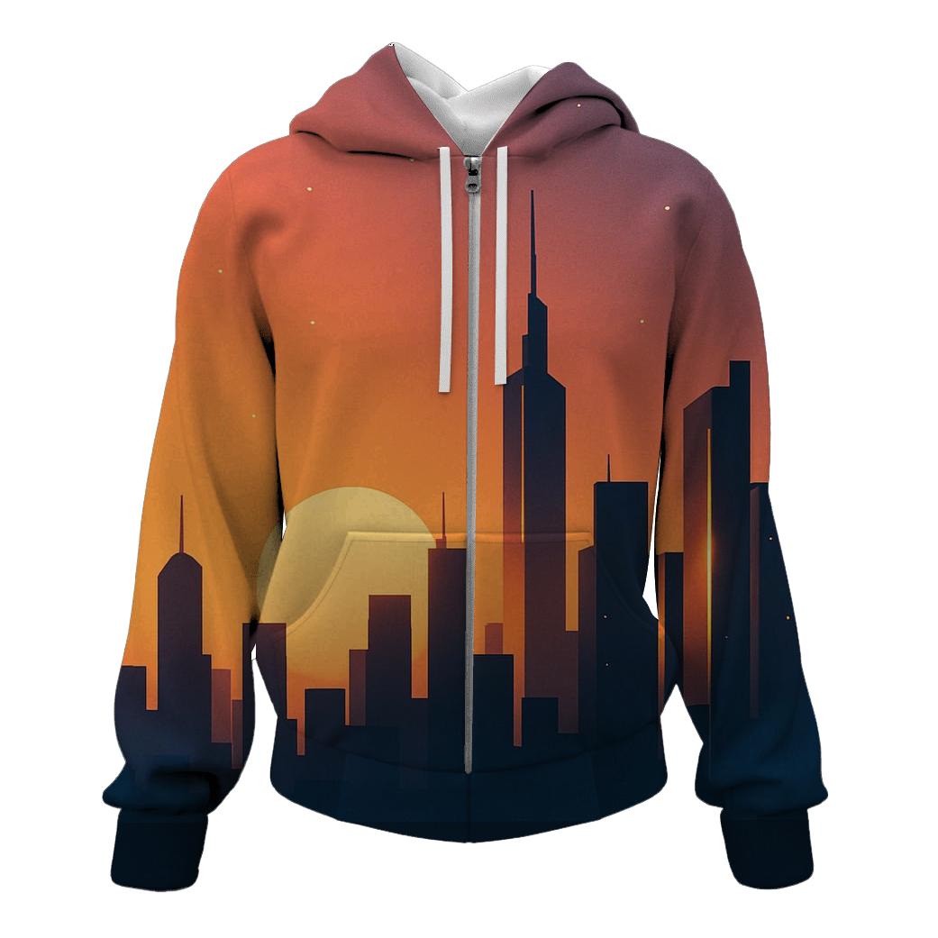 Skyline Echoes Of Gold premium hoodies