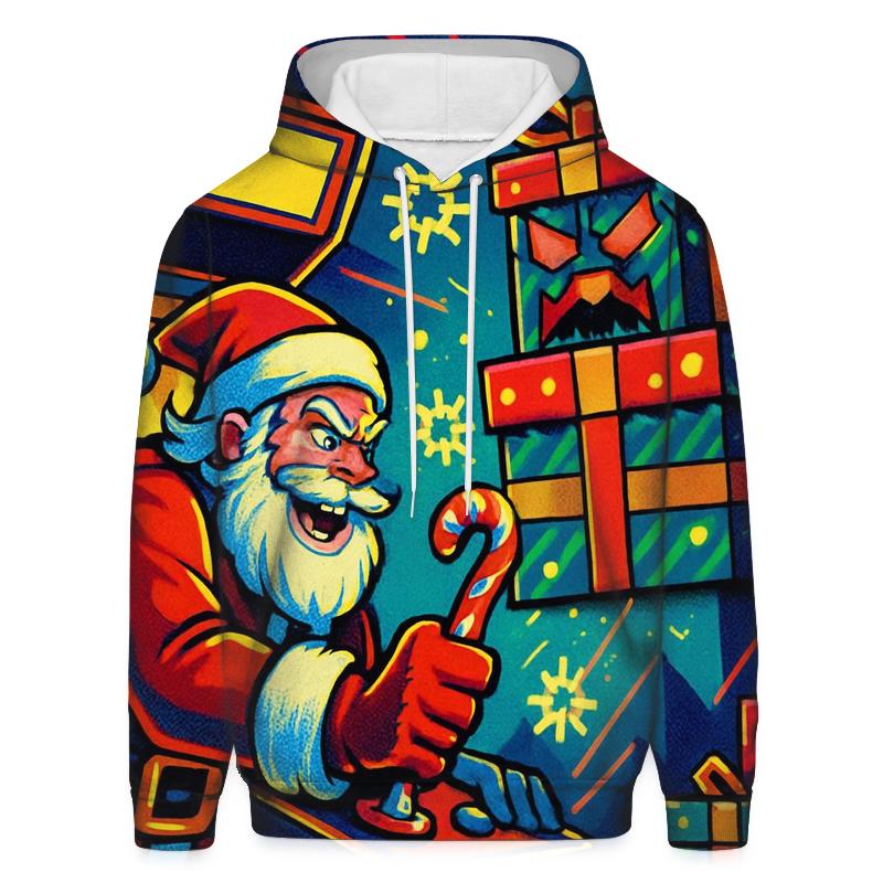 Retro Arcade Santa Showdown graphic hoodies