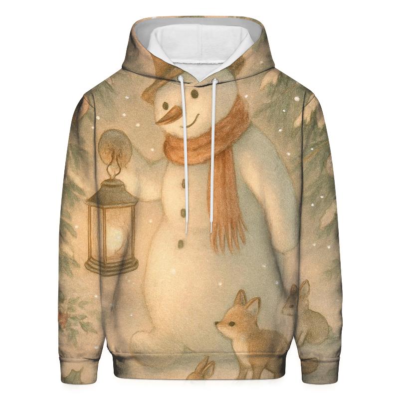 Snowman Lantern Forest Walk graphic hoodies