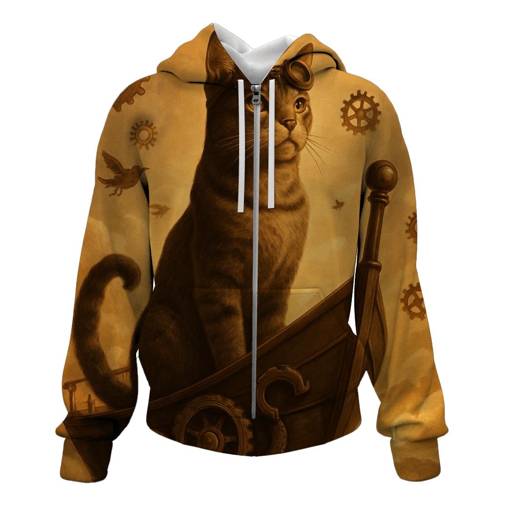 Steampunk Airship Captain Cat hoodie designs