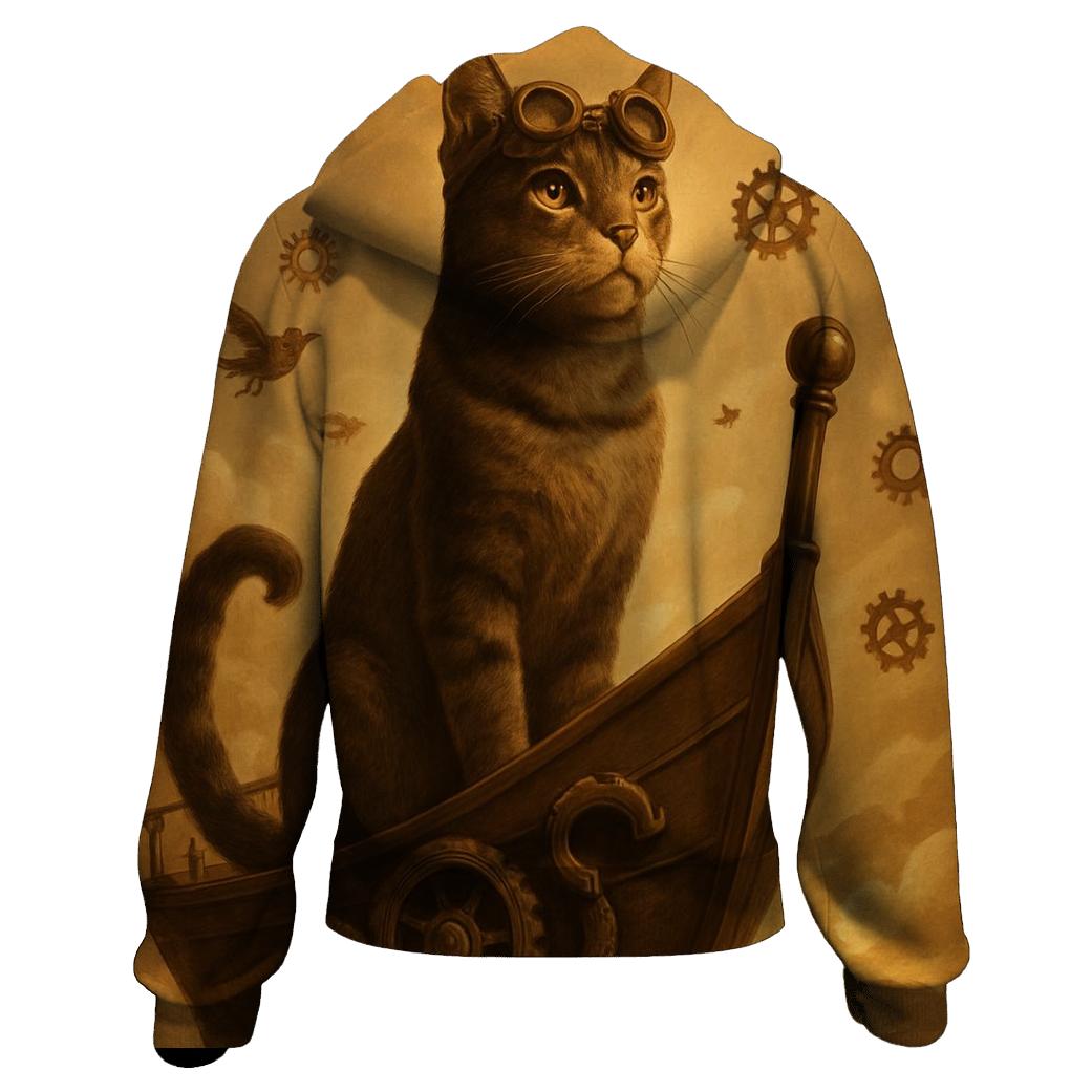 Steampunk Airship Captain Cat hoodie designs