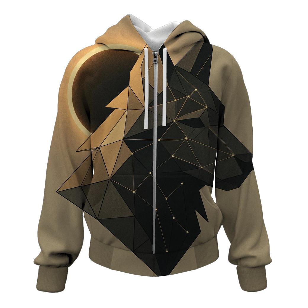 Geometric Eclipse Wolf pullover hoodies
