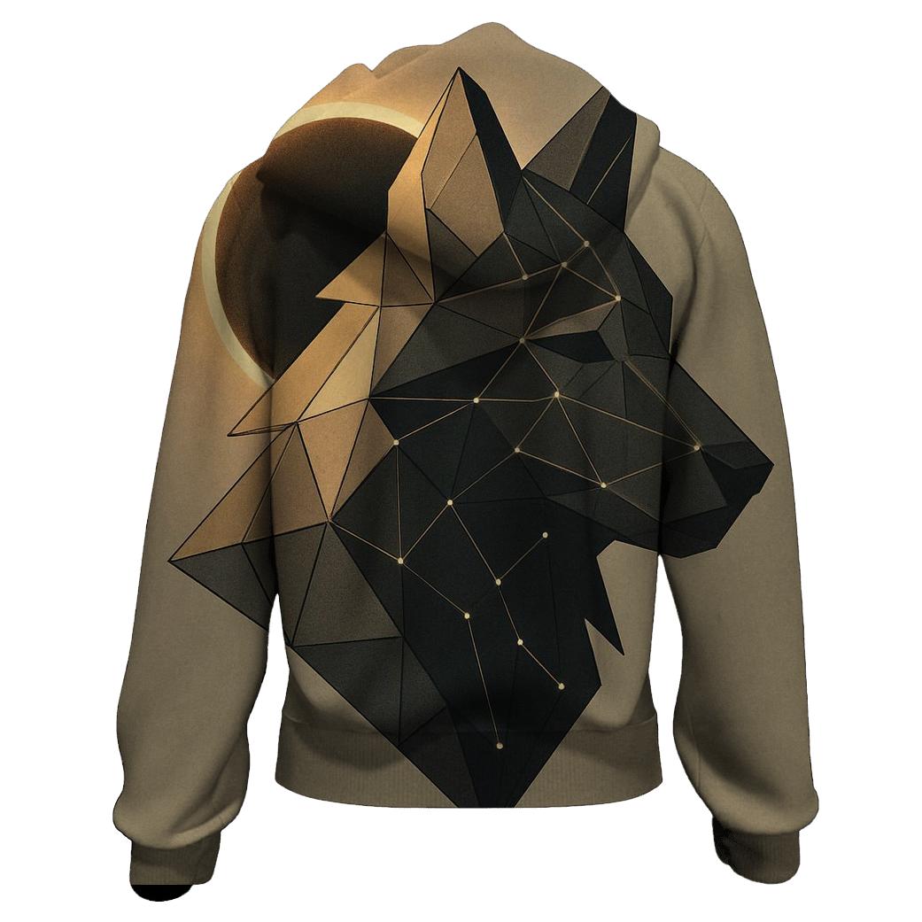 Geometric Eclipse Wolf pullover hoodies